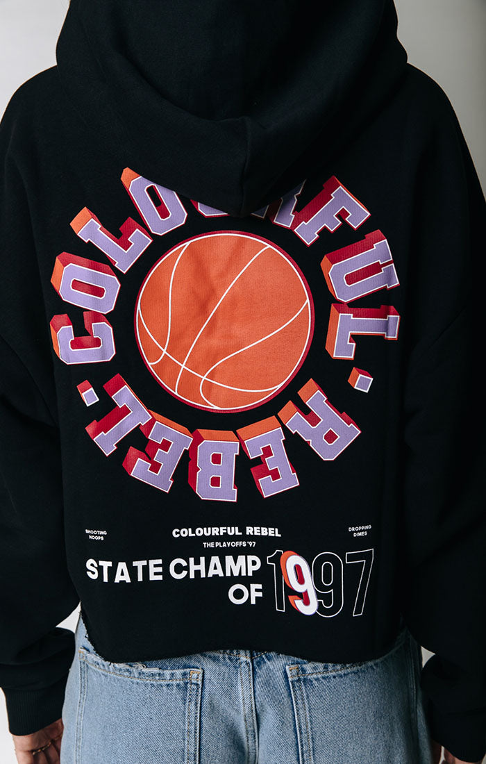 Hoodie State Champ cropped schwarz