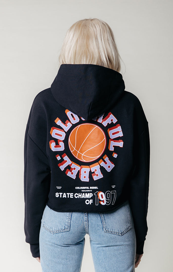 Hoodie State Champ cropped schwarz