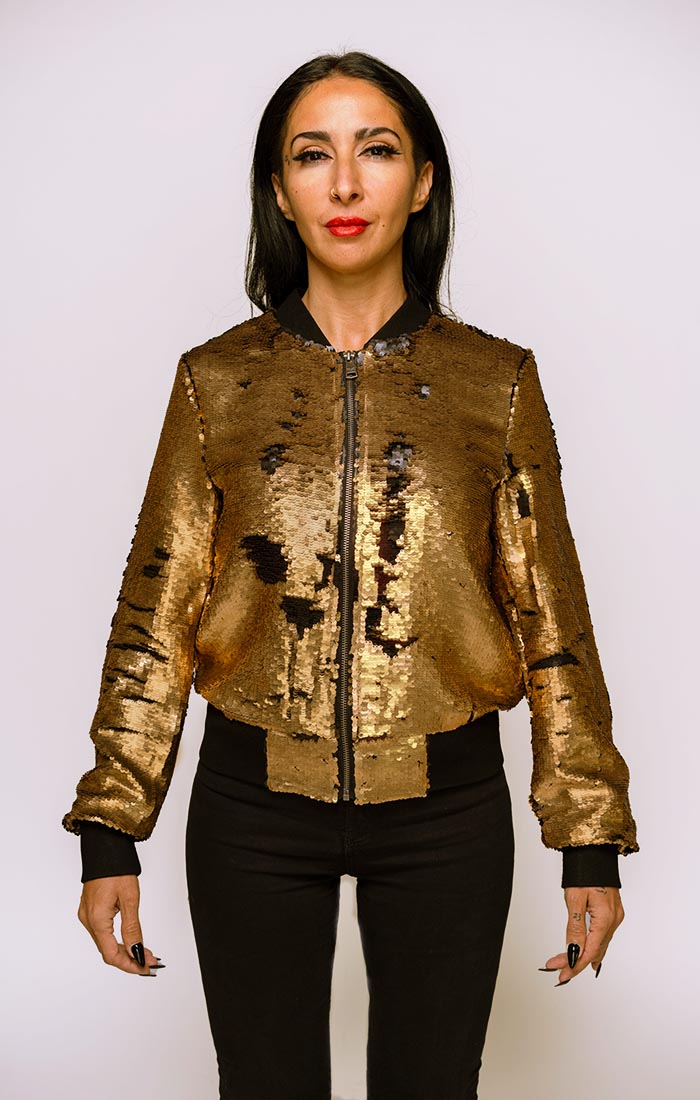 Bomberjacke mit Pailletten gold